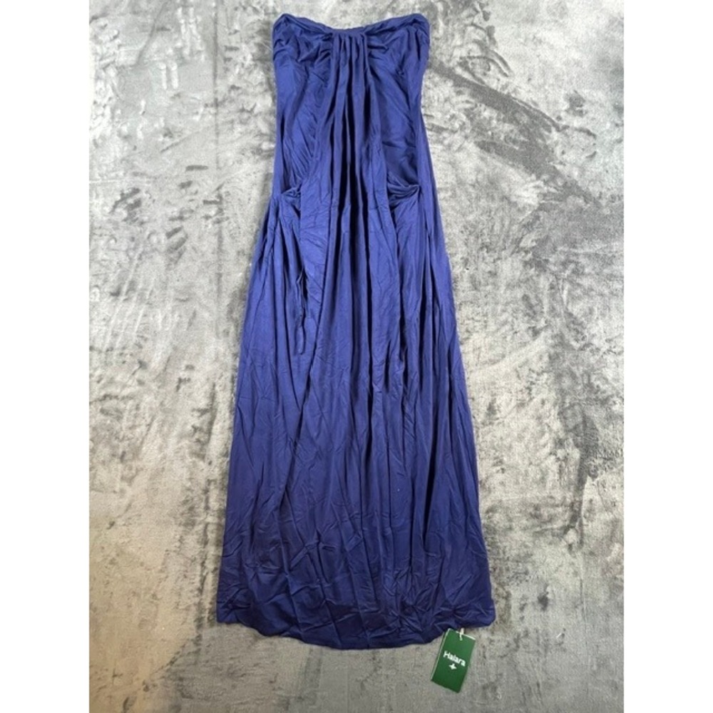 Halara Naval Academy Blue Halter Tie Back Maxi Dress with Pockets Size S NWT